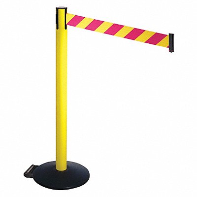 RETRACTA-BELT 335YAMYD Barrier Post Black w/Wheels 40 in H