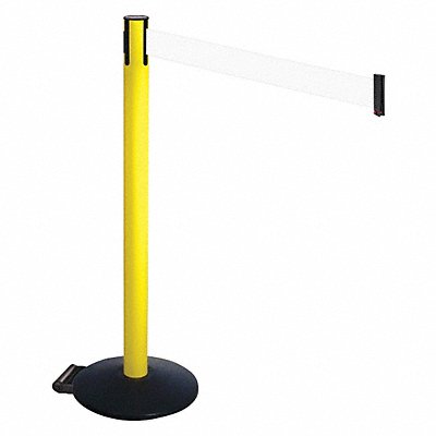 RETRACTA-BELT 335YAWH Barrier Post Black White Belt w/Wheels
