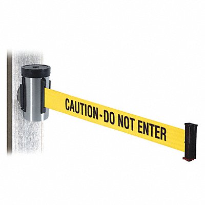 RETRACTA-BELT WH700SSCAUMM Belt Barrier Satin SS Yellow/Blk Text Belt