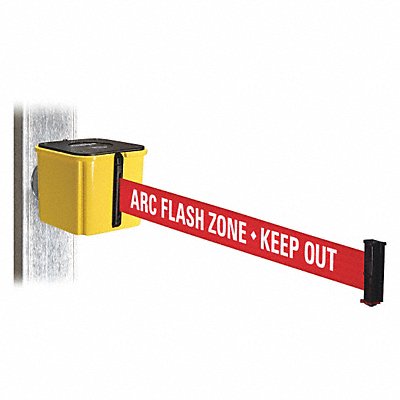 RETRACTA-BELT WH412YW15ARCMM Belt Barrier Yellow Rd/Wt Text Belt 15ft.L