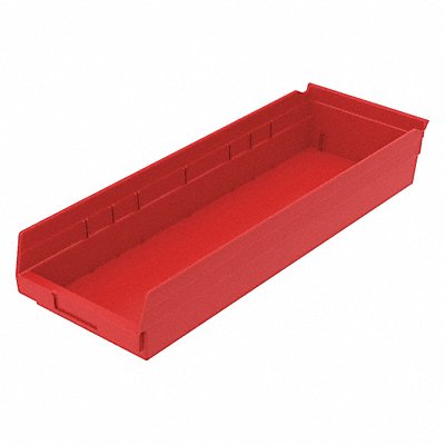 GRAINGER 30184REDBLANK Shelf Bin Red Indstr Grd Poly 4 in