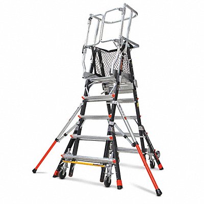 LITTLE GIANT 18509240 Adjustable Cage Platform Lddr 9ft Fiberglasss 375 lb