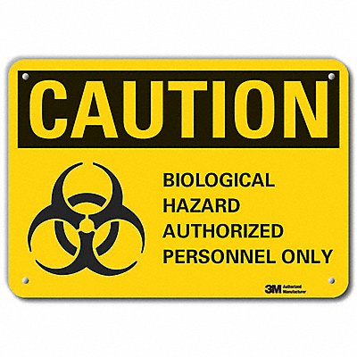 LYLE LCU30127RA14x10 Reflective Biohazard Caut Sign 10x14in Alum