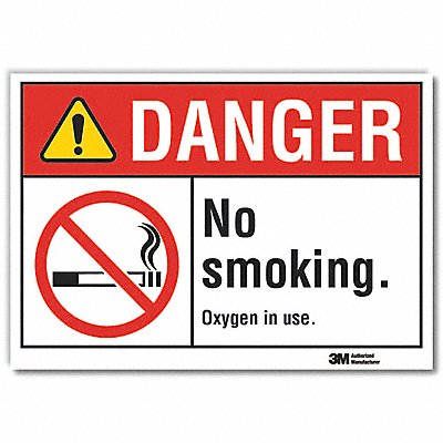 LYLE LCU40128RD10x7 No Smoking Danger Reflective Label 7inx10in