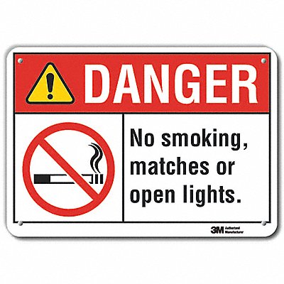 LYLE LCU40133RA14x10 Reflective No Smoking Danger Sign 10x14in Alum