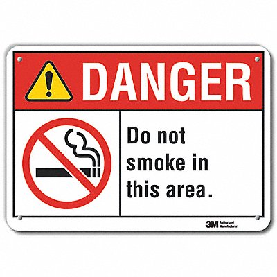 LYLE LCU40169RA14x10 Reflective No Smoking Danger Sign 10x14in Alu