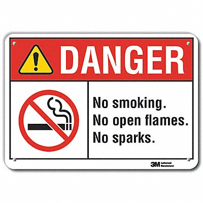 LYLE LCU40172RA14x10 Reflective No Smoking Danger Sign 10x14in Alu