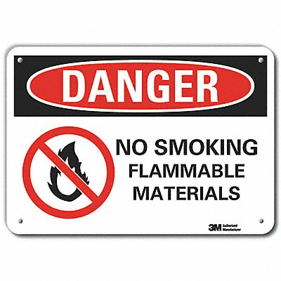 LYLE LCU40204RA14x10 Reflective No Smoking Danger Sign 10x14in Alu