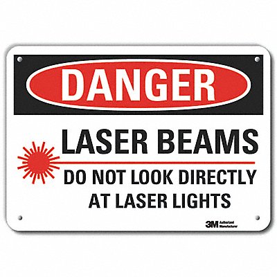 LYLE LCU40250RA14x10 Rflct Laser Area Danger Sign 10x14in Alum