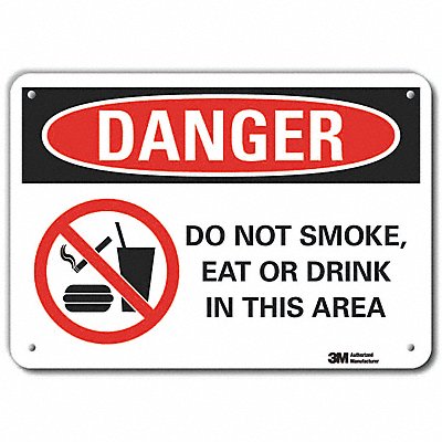 LYLE LCU40270RA14x10 Reflective No Smoking Danger Sign 10x14in Alum