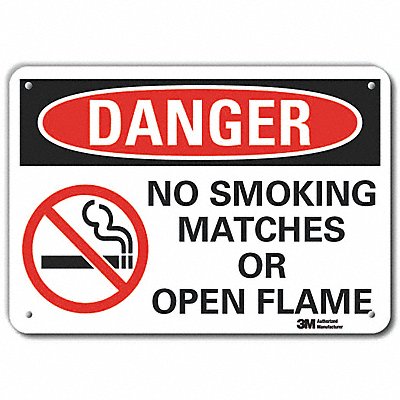 LYLE LCU40526RA14x10 Reflective No Smoking Danger Sign 10x14in Alu