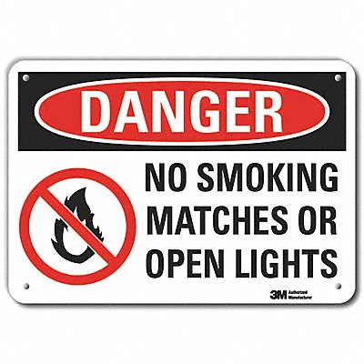 LYLE LCU40532RA14x10 Reflective No Smoking Danger Sign 10x14in Alum