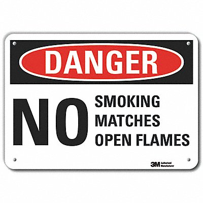 LYLE LCU40552RA14x10 Reflective No Smoking Danger Sign 10x14in Alum