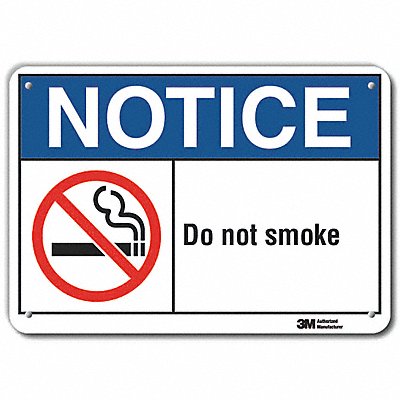 LYLE LCU50028RA10x7 Reflective No Smoking Notice Sign 7x10in Alum