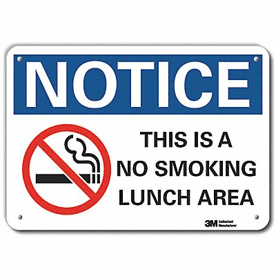 LYLE LCU50067RA10x7 Reflective No Smoking Notice Sign 7x10in Alum