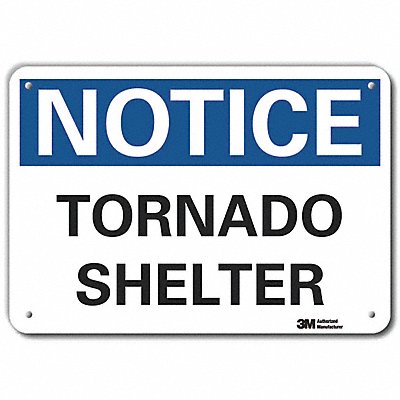 LYLE LCU50094RA10x7 Rflct Emrgncy Shelter Notice Sign 7x10in