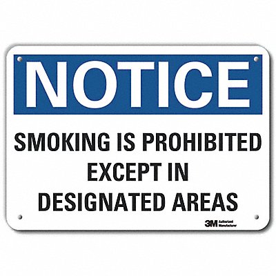LYLE LCU50229RA14x10 Reflective No Smoking Note Sign 10x14in Alum
