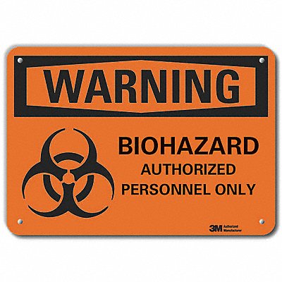 LYLE LCU60045RA10x7 Biohazard Sign 7 in x 10 in Aluminum