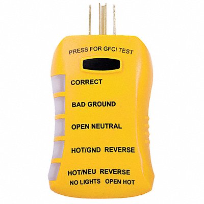 SPERRY INSTRUMENTS HGT6520 Receptacle Tester GFCI 125V AC No Disp