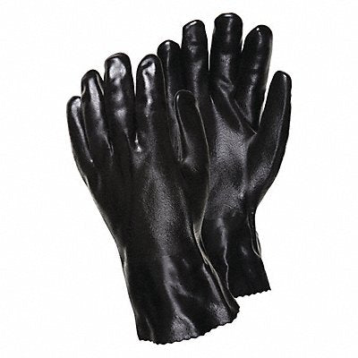 MCR SAFETY 6524SJ Chem. Resistnt Glovs L Blk PVC PK12