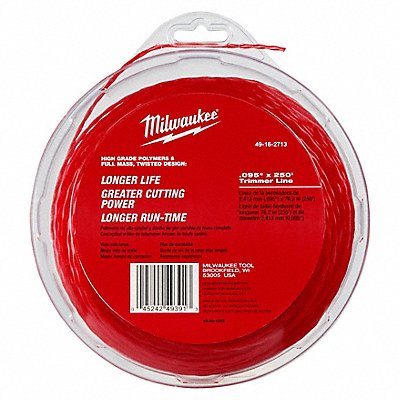 MILWAUKEE 49162713 Trimmer Line 250 ft L 0.095 dia.