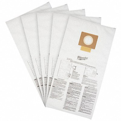 MILWAUKEE 49901989 Fleece Dust Bags 5-Ply 1/4 H PK5