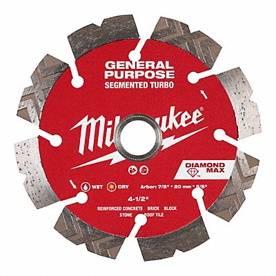 MILWAUKEE 49939004 Diamond Saw Blade Diam 4.5 Arbor 5/8
