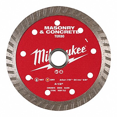 MILWAUKEE 49939404 Diamond Saw Blade Diam 4.5 Arbor 5/8