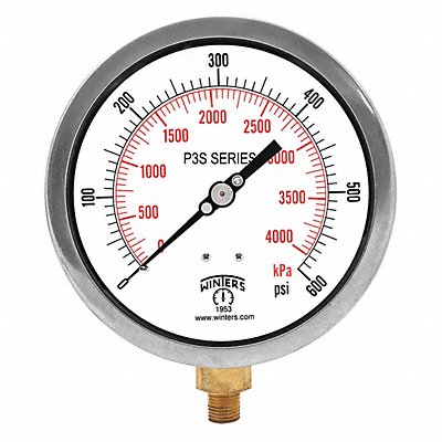 WINTERS P3S6016MAXI45 K4527 Pressure Gauge 4-1/2 Dial Size Black