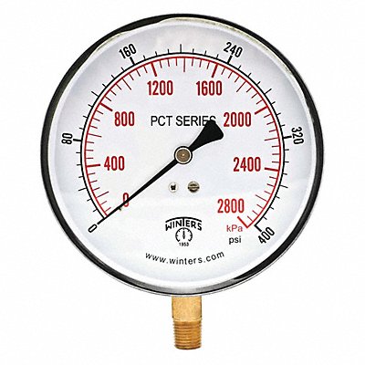 WINTERS PCT327 K4529 Pressure Gauge 4-1/2 Dial Size Silver