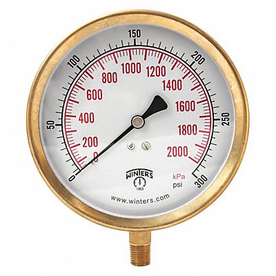 WINTERS P1S426 K4531 Pressure Gauge 4-1/2 Dial Size Grey