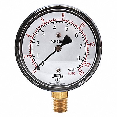 WINTERS PLP300 K4546 Pressure Gauge 2-1/2 Dial Size Black