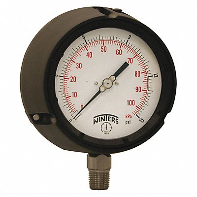 WINTERS PPC5061SG45 Pressure Gauge 4-1/2 Dial Size Black