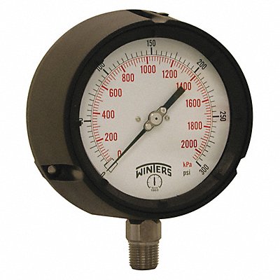 WINTERS PPC5067GSG45 Pressure Gauge 4-1/2 Dial Size Black