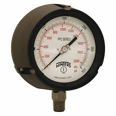 WINTERS PPC5073GSG45 Pressure Gauge 4-1/2 Dial Size Black