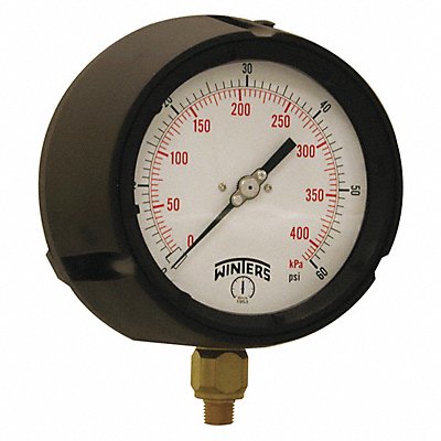 WINTERS PPC5083GSG Pressure Gauge 4-1/2 Dial Size Black