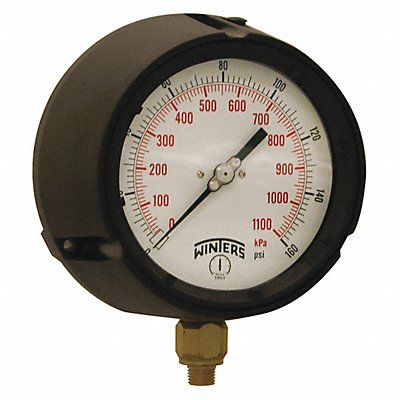 WINTERS PPC5085GSG Pressure Gauge 4-1/2 Dial Size Black