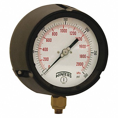 WINTERS PPC5087GSG Pressure Gauge 4-1/2 Dial Size Black