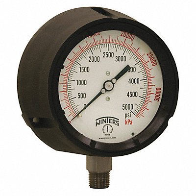 WINTERS PPC5074GSG45 Pressure Gauge 4-1/2 Dial Size Black