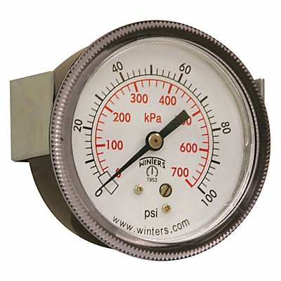 WINTERS P9U901439UC K4520 Pressure Gauge 2-1/2 Dial Size Black