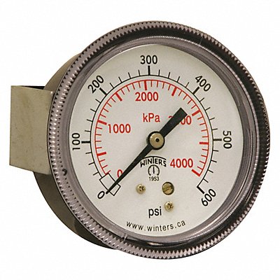 WINTERS P9U901454UC K4520 Pressure Gauge 2-1/2 Dial Size Black