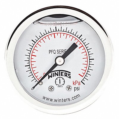 WINTERS PFQ2434DRY2FF K4539 Pressure Gauge 2 Dial Size Silver