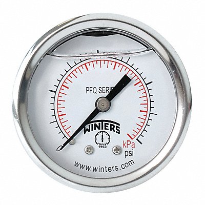 WINTERS PFQ2201 Pressure Gauge 2 Dial Size Silver