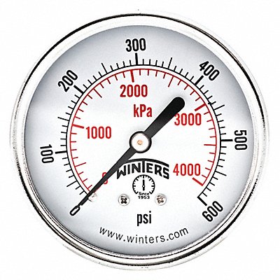 WINTERS PEM3413 Pressure Gauge 2-1/2 Dial Size Black