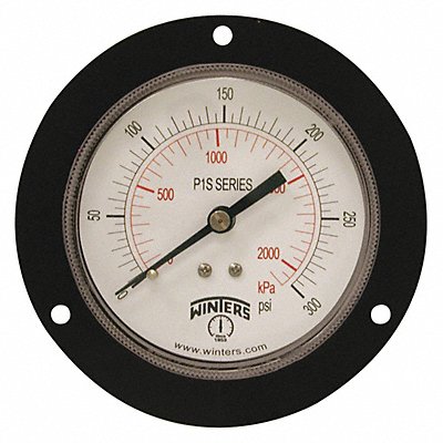 WINTERS P1S567 K4530 Pressure Gauge 3-1/2 Dial Size Black