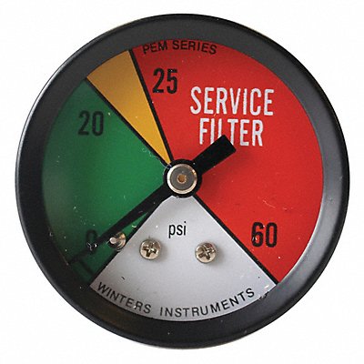 WINTERS PEM1401CD Pressure Gauge 1-1/2 Dial Size Black