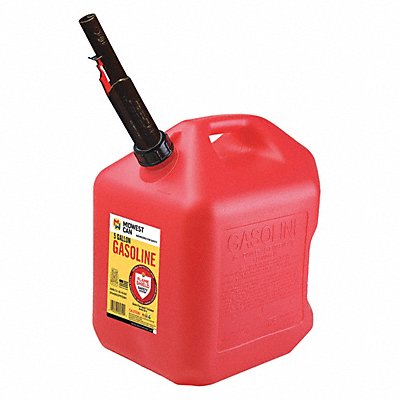 MIDWEST CAN 5610 Gas Can 5 gal Self Red HDPE 14-1/2 H