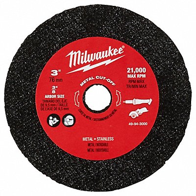 MILWAUKEE 49943000 Cut Off Wheel 3/8 Arbor Hole Size PK3