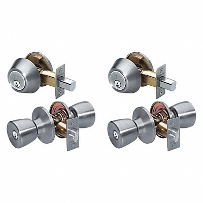 MASTER LOCK TUC0615KA4 Knob Lockset Tulip Style Satin Nickel