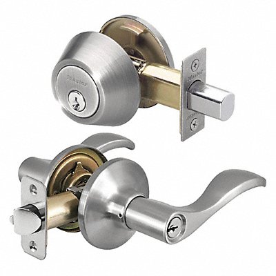 MASTER LOCK WLC0615KA4 Lever Lockset Satin Nickel Wave Style